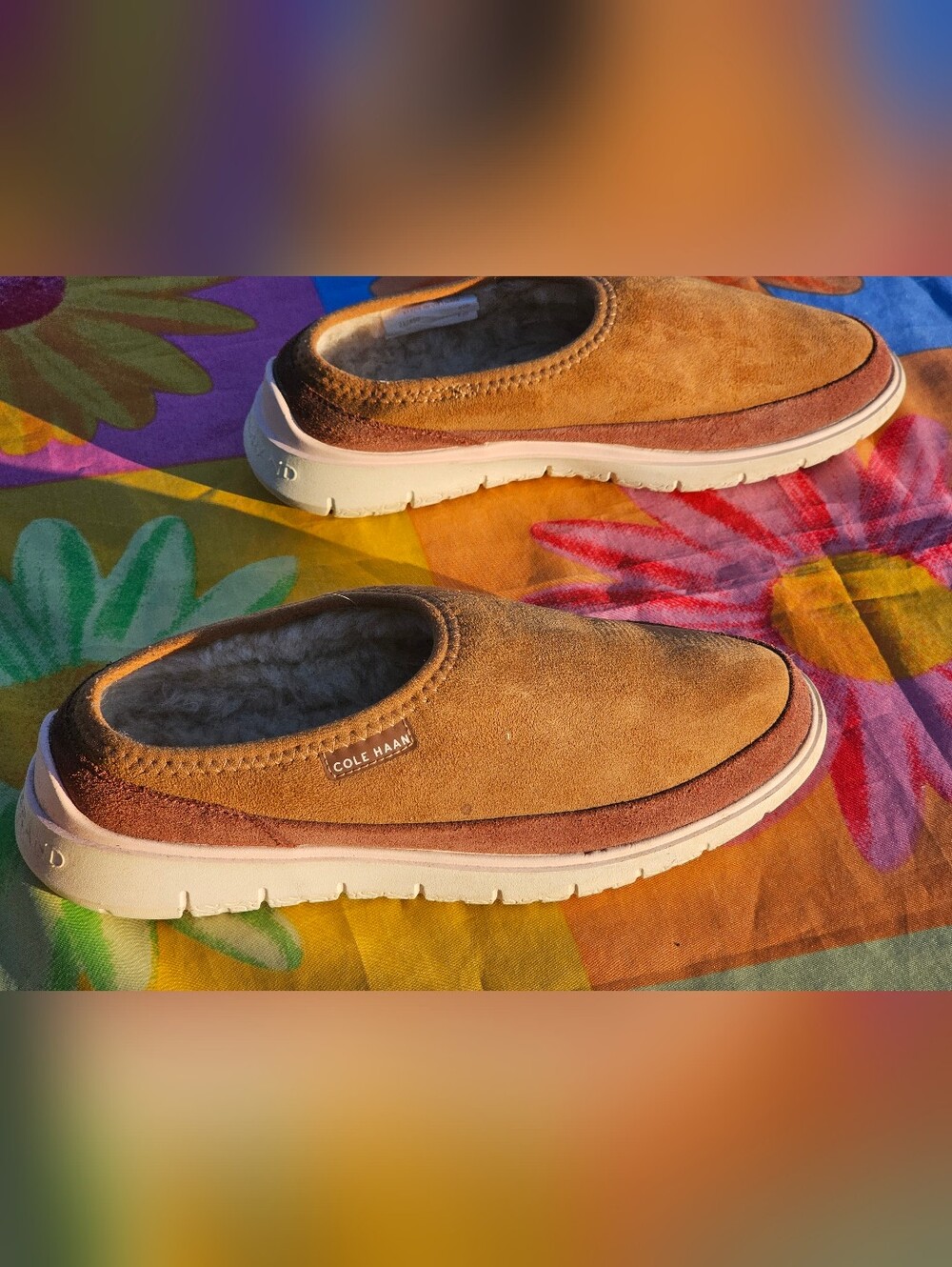 Cole Haan ZerøGrand Suede Shearling Mule Slippers Women's Size 7